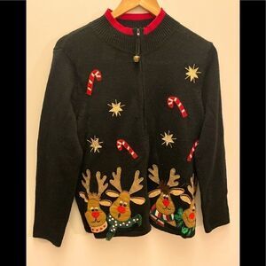 Tiara International spectacular zip up sweater
